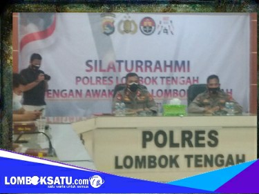 Kapolres Lombok Tengah saat menggelar silaturahmi dengan insan pers terkait kek mandalika