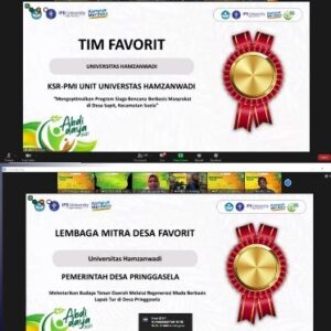 Piagam juara favorit organisasi kemahasiswaan Unham dari Kemendikbudritek