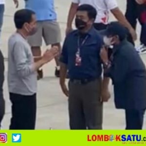 Bupati Lombok Tengah HL Pathul Bahri saat bertemu Presiden Jokowi di Sirkuit Mandalika
