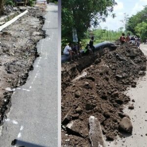 Kondisi jalan akibat pengerjaan proyek pipa
