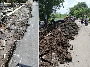 Kondisi jalan akibat pengerjaan proyek pipa