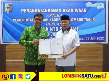 Penandatangan akad wa'ad Pemkab Lotim dengan Bank NTB